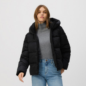 Pikowana kurtka z kapturem - XL - czarny - damska - Reserved - 681AY-99X
