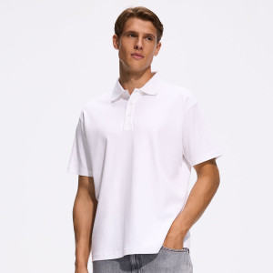 Koszulka polo boxy - L - biały - męska - Reserved - 683KH-00X
