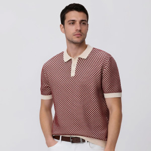 Bawełniany sweter polo - S - czerwony - męska - Reserved - 686HT-33P