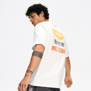 T-shirt relaxed z nadrukiem na plecach - XL - złamana biel - męska - Reserved - 689HO-01X