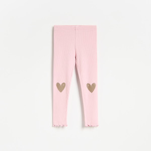 Prążkowane legginsy - 104 (3-4 lata) - różowy - dziewczynki - Reserved - 691JZ-30X