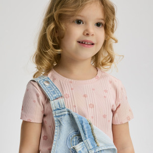 T-shirt z falbanką - 86 (12-18 m.) - pastelowy róż - dziewczynki - Reserved - 695HU-03X