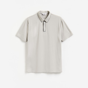 Koszulka polo regular - S - jasnoszary - męska - Reserved - 695KH-09X