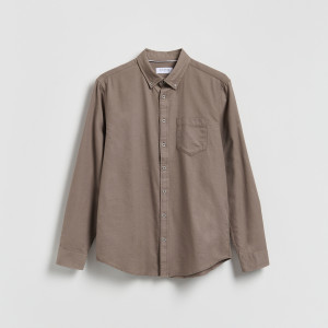 Bawełniana koszula slim fit - S - brązowy - męska - Reserved - 698IE-84X