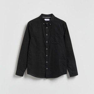 Bawełniana koszula slim fit - S - czarny - męska - Reserved - 698IE-99X