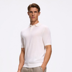 Wełniany sweter polo - XXL - biały - męska - Reserved - 699HT-00X