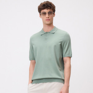 Sweter polo z wiskozą - M - jasnozielony - męska - Reserved - 700HT-07X