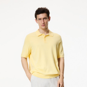 Sweter polo z wiskozą - XL - jasnożółty - męska - Reserved - 700HT-10X
