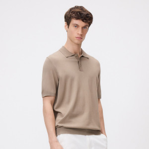 Sweter polo z wiskozą - L - beżowy - męska - Reserved - 700HT-80X