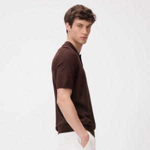 Sweter polo z wiskozą - XL - ciemnobrązowy - męska - Reserved - 700HT-89X