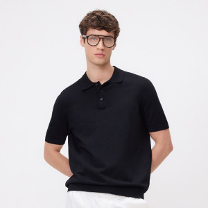 Sweter polo z wiskozą - M - czarny - męska - Reserved - 700HT-99X