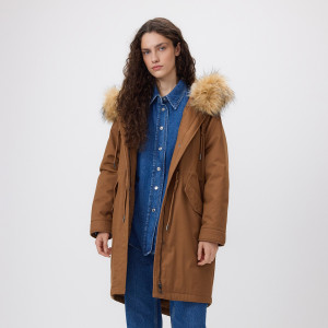 Bawełniana parka z kieszeniami - S - miedziany - damska - Reserved - 701HD-28X