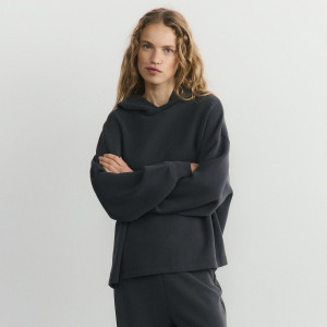 Bluza oversize z modalem - L - granatowy - damska - Reserved - 702GA-95X