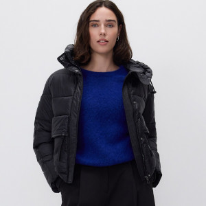 Pikowana kurtka z kapturem - XL - czarny - damska - Reserved - 702HD-99X