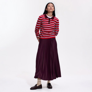 Plisowana spódnica maxi - L - ciemnofioletowy - damska - Reserved - 702KE-49X