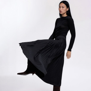 Plisowana spódnica maxi - L - czarny - damska - Reserved - 702KE-99X
