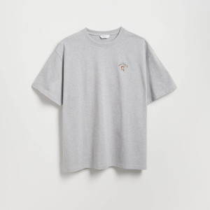 T-shirt boxy z nadrukiem na plecach - XL - jasnoszary - męska - Reserved - 703JM-09M