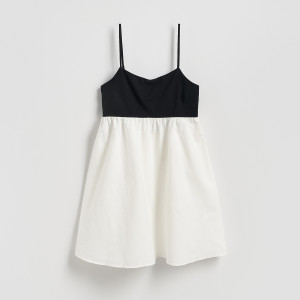 Sukienka mini z lnem - XL - złamana biel - damska - Reserved - 704HF-01X