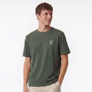 T-shirt regular z bawełny - XL - oliwkowy - męska - Reserved - 704JM-81X