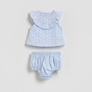 Bawełniany komplet - 62 (1-3 m.) - jasnoniebieski - dziewczynki - Reserved - 706IM-50X
