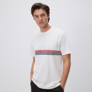 T-shirt regular z bawełny - M - złamana biel - męska - Reserved - 706JM-01X