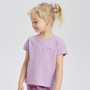 Bawełniany t-shirt z nadrukiem - 104 (3-4 lata) - lawendowy - dziewczynki - Reserved - 708HU-04X