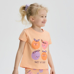 Bawełniany t-shirt z nadrukiem - 104 (3-4 lata) - kremowy - dziewczynki - Reserved - 708HU-12X