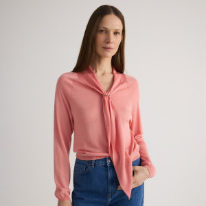 Sweter z dodatkiem lyocellu - L - brzoskwiniowy - damska - Reserved - 709GG-24X