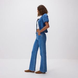 Jeansy flare z wysokim stanem - 46 - niebieski - damska - Reserved - 709IR-55J