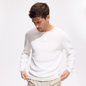Sweter henley - XL - biały - męska - Reserved - 710JU-00X