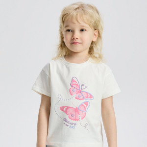 T-shirt z nadrukiem - 86 (12-18 m.) - złamana biel - dziewczynki - Reserved - 711HU-01X
