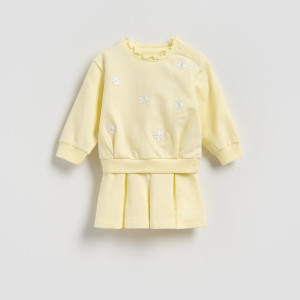 Bawełniany komplet z aplikacją - 62 (1-3 m.) - jasnożółty - dziewczynki - Reserved - 711IM-10X