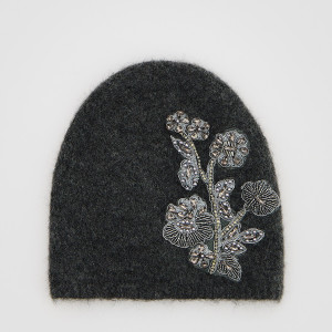 Czapka z wełną - ONE SIZE - ciemnoszary - damska - Reserved - 713FF-90X