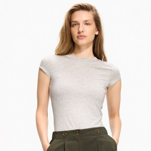 T-shirt z modalem - L - jasnoszary - damska - Reserved - 713LD-09M
