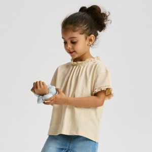 Gładka bluzka ze stójką - 104 (3-4 lata) - beżowy - dziewczynki - Reserved - 714HU-08X