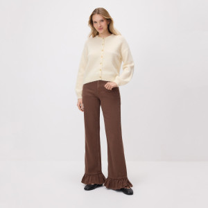 Jeansy wide leg z falbankami - 36 - dark grey jeans - damska - Reserved - 714IR-89J
