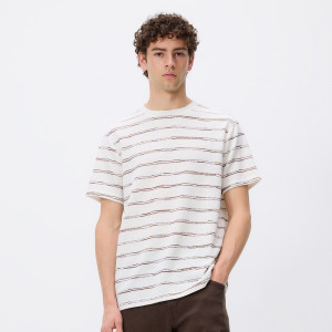T-shirt comfort w paski - L - złamana biel - męska - Reserved - 715JM-01X