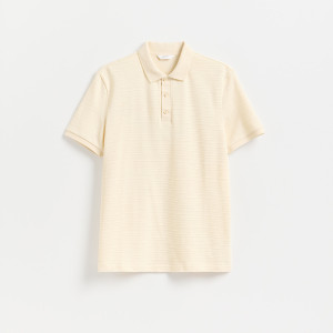 Koszulka polo regular fit - M - beżowy - męska - Reserved - 715KH-08X