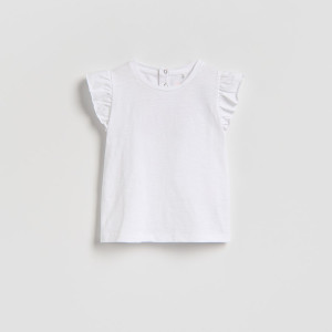 Bawełniany t-shirt - 80 (9-12 m.) - złamana biel - dziewczynki - Reserved - 716HU-01X