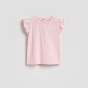 Bawełniany t-shirt - 104 (3-4 lata) - pastelowy róż - dziewczynki - Reserved - 716HU-03X