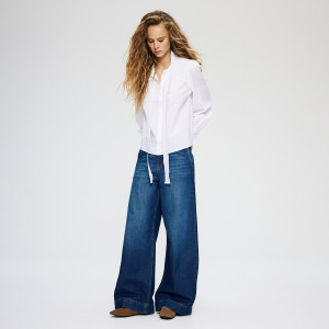 Jeansy wide leg - 32 - granatowy - damska - Reserved - 718IR-59J