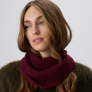 Szal z wełną i kaszmirem - ONE SIZE - burgundowy - damska - Reserved - 722FD-53X