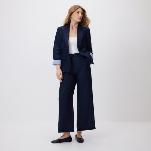 Spodnie z lnem - M - granatowy - damska - Reserved - 724JC-59X