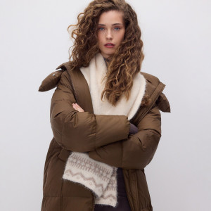 Wzorzysty szalik - ONE SIZE - kremowy - damska - Reserved - 727FD-12X