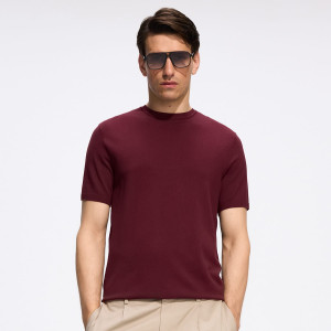 Sweter z krótkim rękawem - S - bordowy - męska - Reserved - 728HT-83X