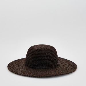 Pleciony kapelusz - M - ciemnobrązowy - damska - Reserved - 728IC-89X