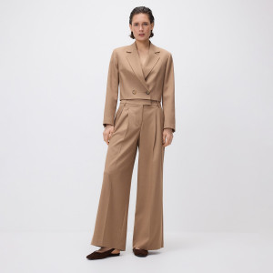 Spodnie z szerokimi nogawkami - L - brązowy - damska - Reserved - 729JC-82X