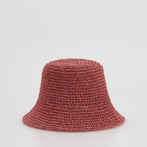 Pleciony kapelusz bucket - ONE SIZE - różowy - damska - Reserved - 730IC-38X