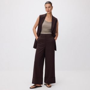 Luźne spodnie - L - ciemnobrązowy - damska - Reserved - 731JC-89P