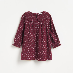 Sukienka z kołnierzykiem - 86 (12-18 m.) - karminowy - dziewczynki - Reserved - 731KH-92P